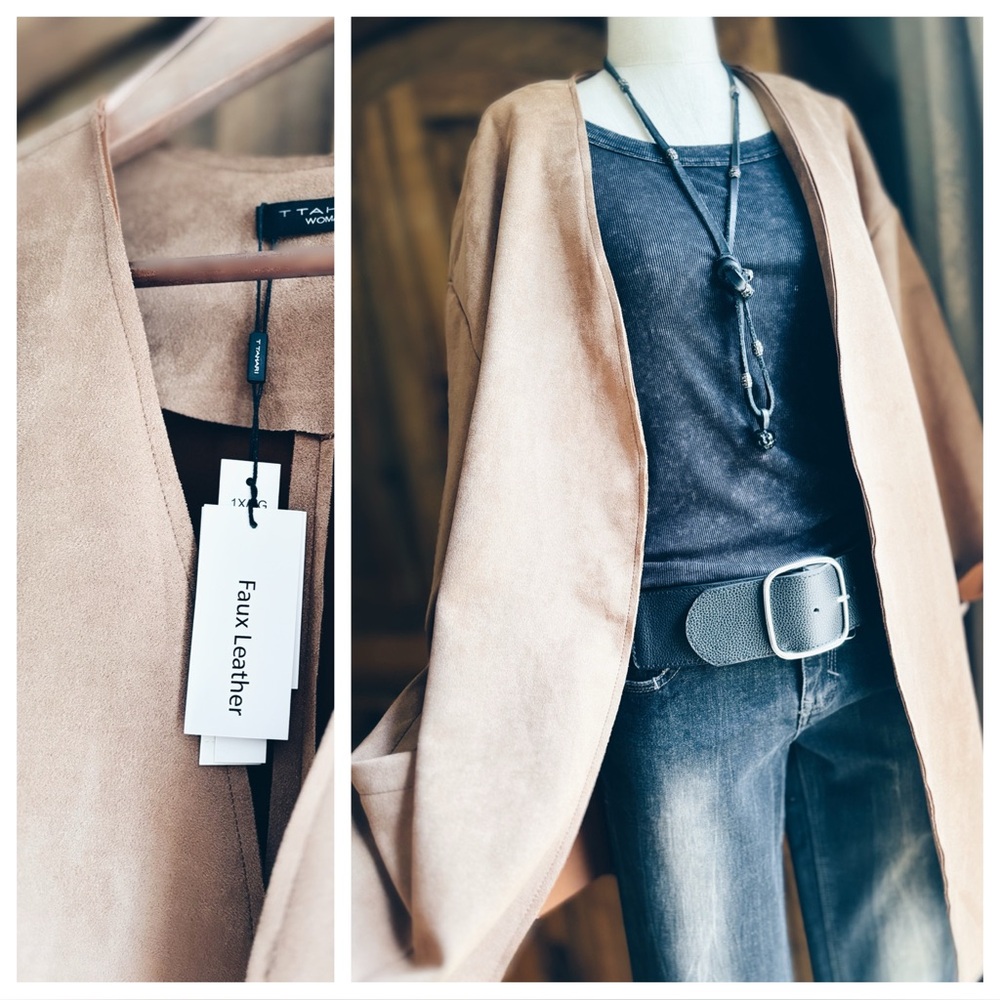 T Tahari Vegan Suede Jacket - Picture 7 of 10